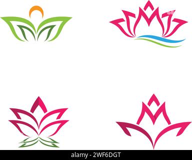 Vettore di bellezza fiori di loto design logo icona del modello Illustrazione Vettoriale