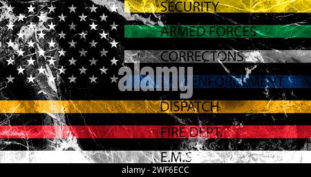 First responder American Flag Thin Line Foto Stock