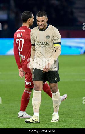 Parigi, Francia. 28 gennaio 2024. Kylian Mbappe durante la partita di calcio francese L1 tra Paris Saint-Germain e Stade Brestois 29 allo stadio Parc des Princes di Parigi, in Francia, il 28 gennaio 2024. Foto di Lionel Urman/ABACAPRESS.COM Credit: Abaca Press/Alamy Live News Foto Stock