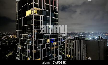 Foto notturna dello skyline di Melbourne Foto Stock