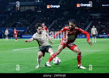 Parigi, Francia. 28 gennaio 2024. © Sebastien Muylaert/MAXPPP - Parigi 28/01/2024 Vithinia di PSG durante la Ligue 1 Uber Eats Match tra Paris Saint-Germain e Stade Brestois 29 al Parc des Princes di Parigi, Francia. 28.01.2024 crediti: MAXPPP/Alamy Live News Foto Stock