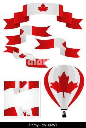 Set di flag Canada su supporti diversi, illustrazione vettoriale Illustrazione Vettoriale