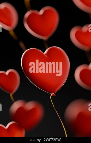 Varie forme di cuore per trasmettere l'amore con il cuore per un felice San Valentino. Foto Stock