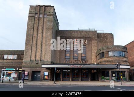 Vista frontale dell'Art Deco Everyman Cinema, Blossom Street, York, North Yorkshire, Regno Unito Foto Stock