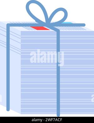 Smistamento della carta e dei rifiuti d'ufficio. Pila di fogli di giornali vecchi, archivio di documenti per il riciclaggio e lo smaltimento. Icona piatta. Cartone animato semplice e piatto Illustrazione Vettoriale