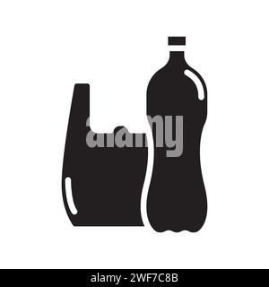 Icona vettore glifo plastica isolata Illustrazione Vettoriale