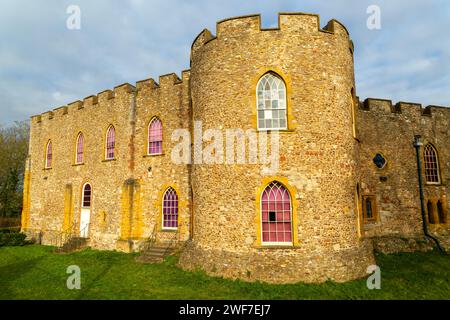 Mura storiche del castello di Taunton, Taunton, Somerset, Inghilterra, Regno Unito Foto Stock