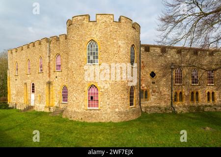 Mura storiche del castello di Taunton, Taunton, Somerset, Inghilterra, Regno Unito Foto Stock