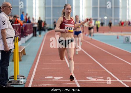 Jana Marie Becker (Koenigsteiner LV); Hessische Hallenmeisterschaften aktive Jugend U18 in der Leichtathletikhalle Kalbach a Francoforte, AM 28.01.2024, (Assia). Foto Stock