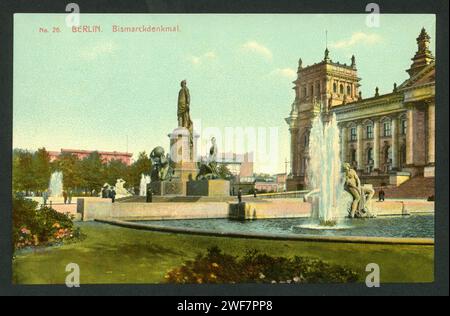 Europa, Deutschland, Berlin, Reichstagsgebäude und Bismarckdenkmal, Postkarte, verschickt 06. 1908, Verlag unbekannt. Rechte werden nicht vertreten . / Europa, Germania, Berlino, edificio del Reichstag e monumento di Bismarck, cartolina, inviato 06. 08. 1908 , casa editrice sconosciuta . Non ci sono diritti. Foto Stock