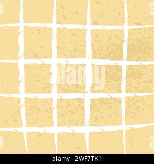 Schema geometrico irregolare disegnato a mano con griglia a mano libera. Forme e bordi unici di pennello beige, giallo e bianco. y2k grunge Simple Design Eleme Illustrazione Vettoriale