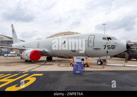 Boeing P-8A Poseidon della Marina DEGLI STATI UNITI, pattugliatore dal VP-47 Whidbey Island al Paris Air Show. Le Bourget, Francia - 22 giugno 2023 Foto Stock