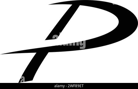 design dell'icona con logo nero stilizzato letter p Illustrazione Vettoriale