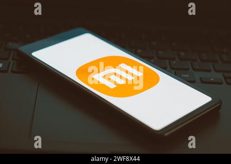 Brasile. 29 gennaio 2024. In questa immagine, il logo Xiaomi Auto viene visualizzato sullo schermo di uno smartphone. Credito: SOPA Images Limited/Alamy Live News Foto Stock