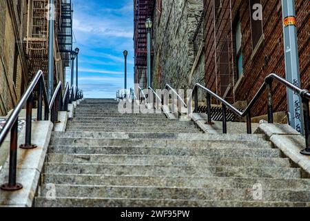 Le scale del Joker nel famoso quartiere del Bronx, è il famoso quartiere di New York negli Stati Uniti. Foto Stock