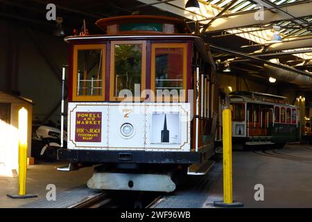 San Francisco, California: Deposito DELLA FUNIVIA presso Ferries and Cliff House Railway Co. 1887 Foto Stock
