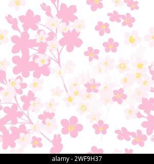 Piccoli fiori rosa. Sfondo sakura senza cuciture. disegno manuale. Non ai, illustrazione vettoriale Illustrazione Vettoriale