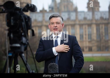 Londra, Inghilterra, Regno Unito. 29 gennaio 2024. Il generale dei Paymaster ombra JONATHAN ASHWORTH è visto a Westminster mentre appare in programmi televisivi per la colazione. (Immagine di credito: © Tayfun salci/ZUMA Press Wire) SOLO USO EDITORIALE! Non per USO commerciale! Foto Stock