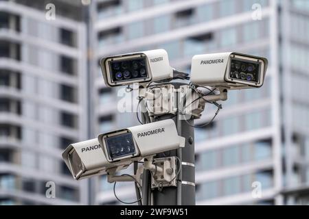 Videosorveglianza di luoghi pubblici, telecamere Panomera monitorano la piazza di Hauptwache, Zeil, tecnologia a sensori multifocali, Assia, Germania Foto Stock