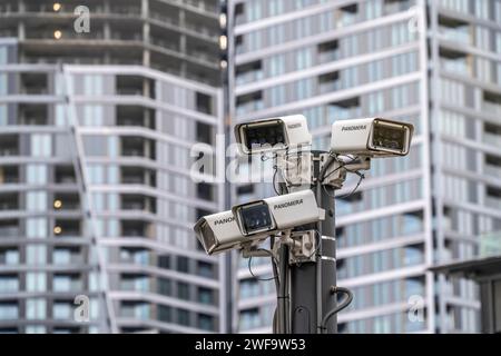 Videosorveglianza di luoghi pubblici, telecamere Panomera monitorano la piazza di Hauptwache, Zeil, tecnologia a sensori multifocali, Assia, Germania Foto Stock