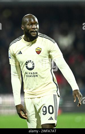 Salerno, Italia. 29 gennaio 2024. Romelu Lukaku della AS Roma gestures durante il match di serie A TIM tra US Salernitana e AS Roma allo Stadio Arechi di Salerno, Italia, il 29 gennaio 2024. Crediti: Nicola Ianuale/Alamy Live News Foto Stock