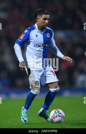 Blackburn, Regno Unito. 29 gennaio 2024. Tyrhys Dolan del Blackburn Rovers durante la partita di fa Cup a Ewood Park, Blackburn. Il credito fotografico dovrebbe leggere: Ben Roberts/Sportimage Credit: Sportimage Ltd/Alamy Live News Foto Stock