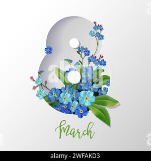 Festività internazionale per le donne, biglietto d'auguri Illustrazione Vettoriale