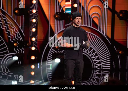 Napoli, Italia. 31 marzo 2022. Mino Abacuccio partecipa al primo episodio del famoso spettacolo comico 'Mad in Italy' presso l'auditorium RAI di Napoli. (Foto di Francesco Cigliano/SOPA Images/Sipa USA) credito: SIPA USA/Alamy Live News Foto Stock