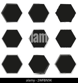 Icona esagonale. Poligono esagonale a sei lati. Illustrazione vettoriale. EPS 10. Immagine stock. Illustrazione Vettoriale