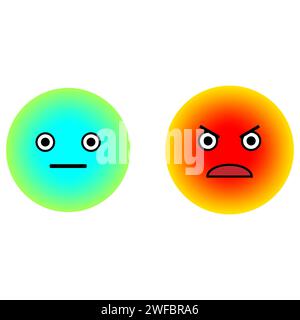 Emoji blu anxieting. Faccia rossa arrabbiata. Pulsante messaggio. Contesto di comunicazione. Illustrazione vettoriale. Immagine stock. EPS 10. Illustrazione Vettoriale