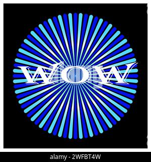 Wow, i raggi blu. Sfondo fumetto. Stile di schizzo. Line art. Illustrazione vettoriale. immagine stock. EPS 10. Illustrazione Vettoriale