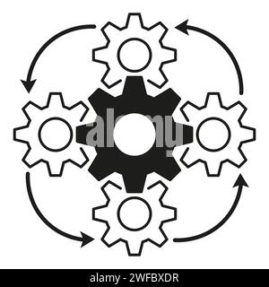 Ingranaggi a freccia circolari piatti per la progettazione di nastri. Tecnologia digitale. Illustrazione vettoriale. EPS 10. Illustrazione Vettoriale
