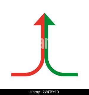 Serie piatta con due frecce in una. Concetto di lavoro di squadra. Illustrazione vettoriale. EPS 10. Illustrazione Vettoriale