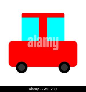 Auto per cartoni animati. Auto rossa. Elemento stanza bambini. Simbolo piatto. Arte moderna. Design creativo. Illustrazione vettoriale. Immagine stock. EPS 10. Illustrazione Vettoriale