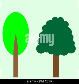 Albero dei cartoni animati. Sfondo colorato. Elemento foresta. Giardino della casa. Simbolo della natura. Illustrazione vettoriale. Immagine stock. EPS 10. Illustrazione Vettoriale