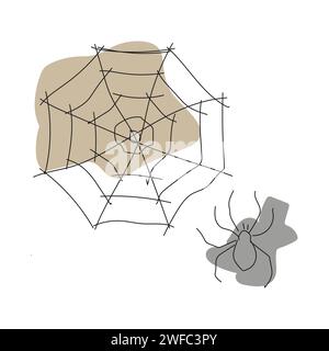 Punto Web ragno colorato. Spider web line art. Illustrazione vettoriale. Immagine stock. EPS 10. Illustrazione Vettoriale