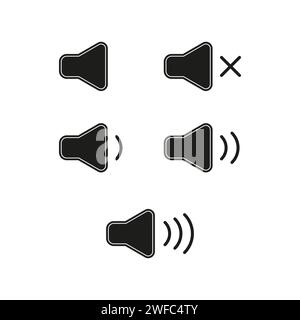 icone audio altoparlanti. App mobile. Onda sonora. Sfondo bianco. App radio audio. Illustrazione vettoriale. Immagine stock. EPS 10. Illustrazione Vettoriale