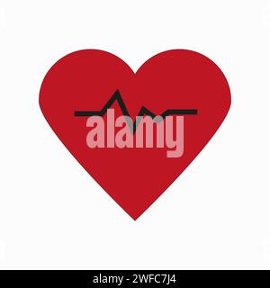 Icona polso cardiaco. Emblema isolato. Simbolo d'amore. Storia della medicina. Concetto di assistenza sanitaria. Illustrazione vettoriale. Immagine stock. EPS 10. Illustrazione Vettoriale