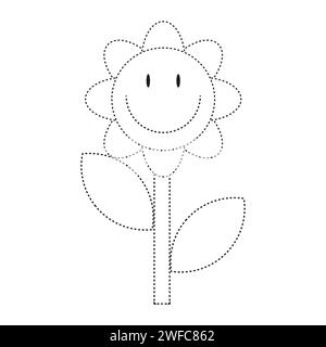 linea di fiori neri. Semplice design floreale. Illustrazione vettoriale. immagine stock. EPS 10. Illustrazione Vettoriale