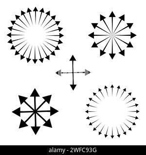 Icona lineare con frecce in un cerchio. Illustrazione vettoriale. Immagine stock. EPS 10. Illustrazione Vettoriale