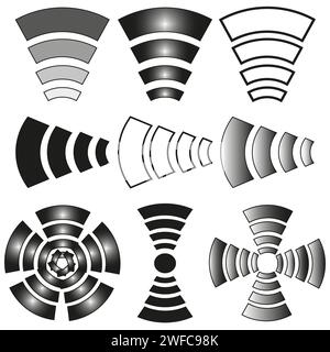 Icone radio WiFi. Illustrazione vettoriale. Immagine stock. EPS 10. Illustrazione Vettoriale