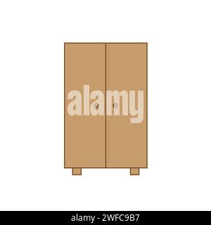 Guardaroba per cartoni animati. Elemento in legno. Design degli interni per la casa. Line art. Disegno dello schizzo. Illustrazione vettoriale. Immagine stock. EPS 10. Illustrazione Vettoriale