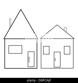 linea della casa nera. Illustrazione vettoriale. Immagine stock. EPS 10. Illustrazione Vettoriale