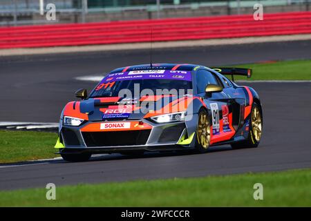 David Frankland, Audi R8 LMS GT4, Motor Racing Legends, All-Comers Challenge, con le recenti auto GT3 e GT4, una gara di 50 minuti sulla G Silverstone Foto Stock