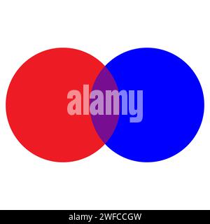 Cerchi intersecanti rosso e blu. Elemento geometrico. Circolo degli affari. Illustrazione vettoriale. immagine stock. EPS 10. Illustrazione Vettoriale