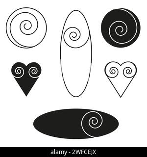 Forme geometriche diverse. Raccolta di illusioni ottiche. Illustrazione vettoriale. Immagine stock. EPS 10. Illustrazione Vettoriale