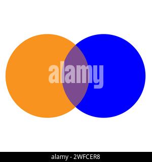 Cerchi intersecanti arancione e blu. Elemento geometrico. Circolo degli affari. Illustrazione vettoriale. immagine stock. EPS 10. Illustrazione Vettoriale