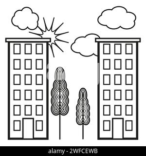 Alto edificio icona in stile contemporaneo. Edificio, città. Moderno appartamento residenziale di lusso. Illustrazione vettoriale. Immagine stock. EPS 10. Illustrazione Vettoriale