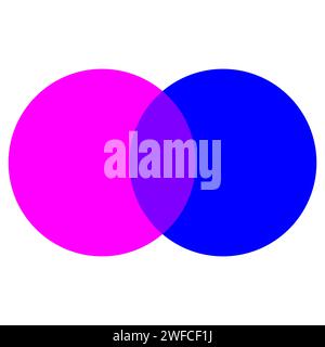 Crimson e cerchi intersecanti blu. Elemento geometrico. Circolo degli affari. Illustrazione vettoriale. immagine stock. EPS 10. Illustrazione Vettoriale