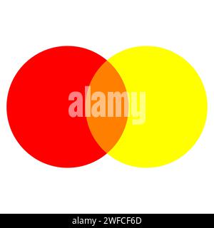 Cerchi intersecanti rosso e giallo. Elemento geometrico. Circolo degli affari. Illustrazione vettoriale. immagine stock. EPS 10. Illustrazione Vettoriale